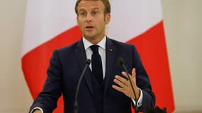 Emmanuel Macron en Lituanie ce lundi.