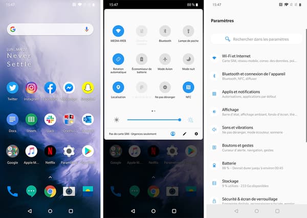 L'interface du OnePlus 7 Pro