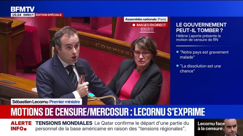 Motion de censure: "En vous écoutant, j'ai quand même davantage l'impression d'être dans un moment plus partisan", estime Sébastien Lecornu