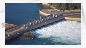 Une vue aérienne du barrage de la Rance, en Ille-et-Vilaine.