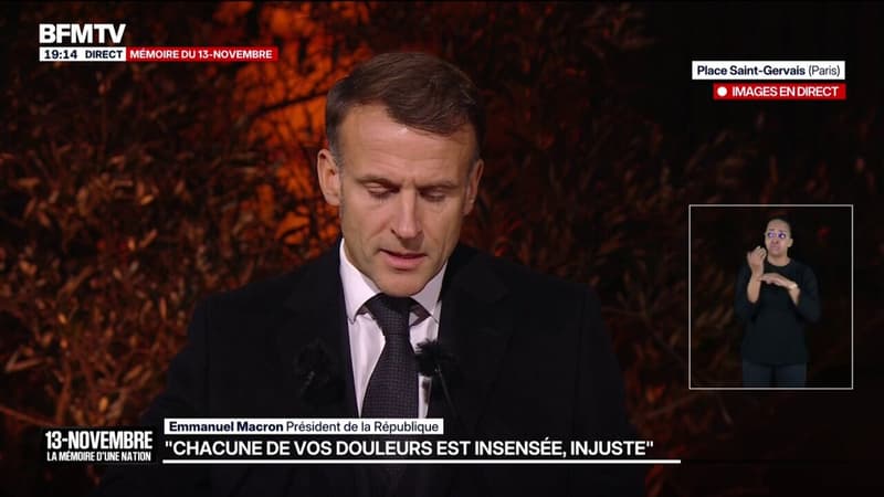 13-Novembre: De Nice à Strasbourg, nous pensons (à toutes les victimes du terrorisme) ce soir le coeur serré, dit Emmanuel Macron