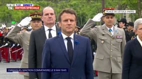 Commémorations du 8-Mai: Emmanuel Macron au pied de l'Arc de Triomphe 