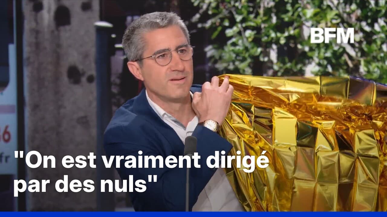 "Symbole" de la canicule, François Ruffin sort une couverture de survie sur le plateau de BFMTV