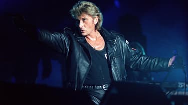 Johnny Hallyday sur scène en 1991.