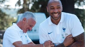Les retrouvailles entre Didier Deschamps et Thierry Henry à Clairefontaine, le 4 septembre 2023