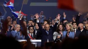 Eric Zemmour, candidat à l'élection présidentielle  tient son premier meeting le 5 décembre 2021 à Villepinte, près de Paris 