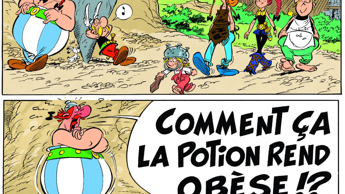 Deux cases du nouvel album d'Astérix, La Fille de Vercingétorix.