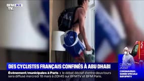 Coronavirus: les images de cyclistes français confinés dans un hôtel à Abu d'Dhabi