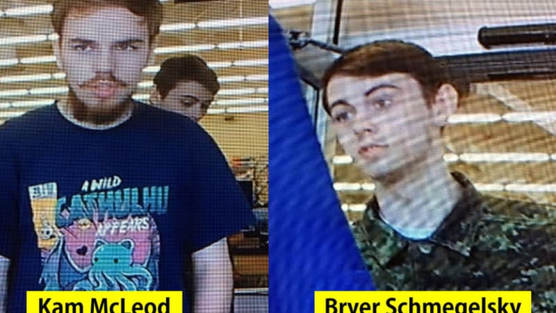 La police canadienne a diffusé les photos de Kam McLeod, et Bryer Schmegelsky, les deux suspects qui ont pris la fuite avant de se suicider. - Alberta RCMP - AFP