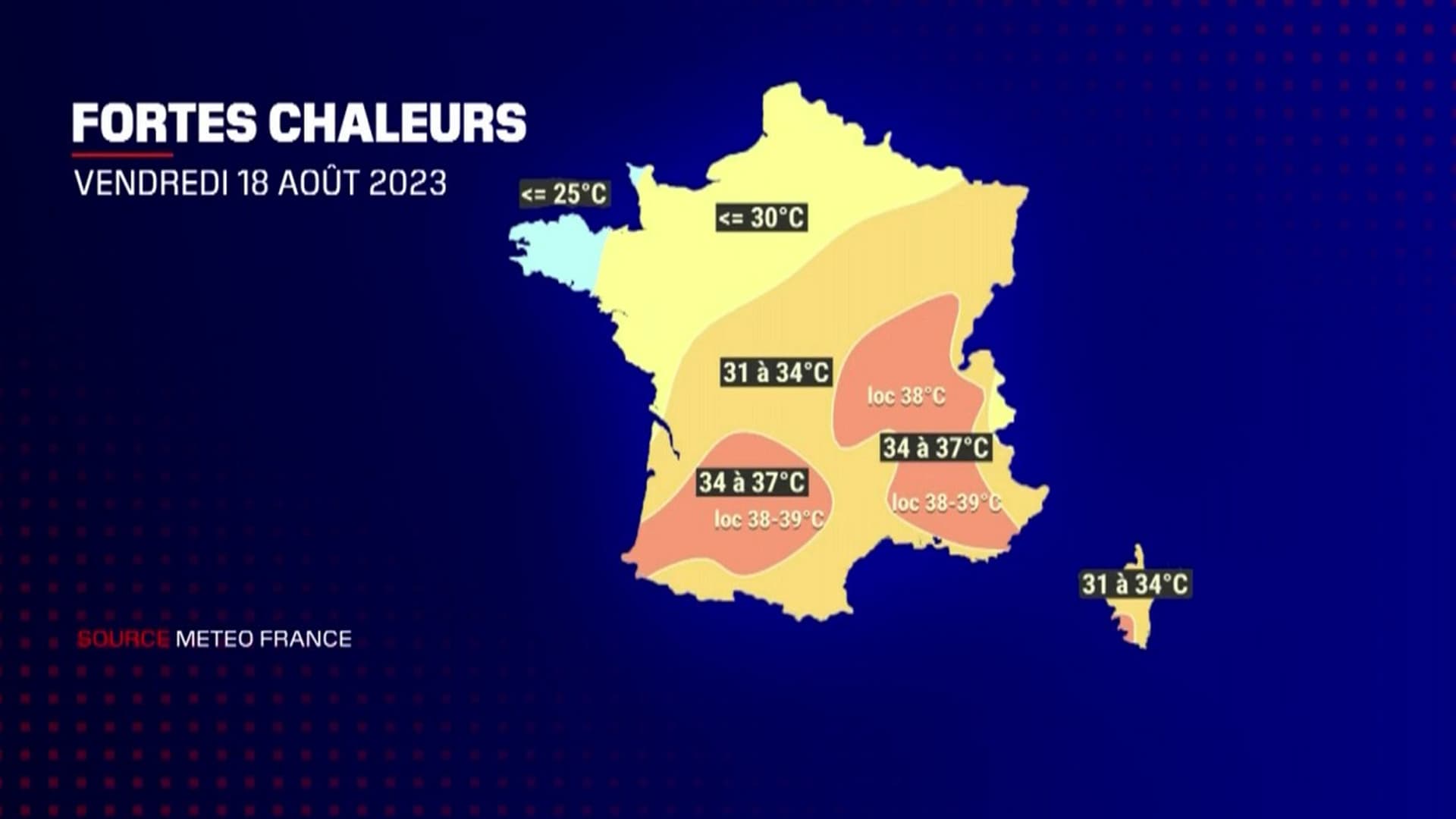 Les températures en France le 18 août 2023 Les températures en France le 18 août 2023