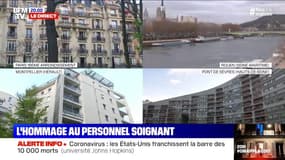 Aux balcons, les Français applaudissent le personnel soignant ce lundi