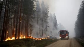 Un incendie à Karbole en Suède le 15 juillet 2018