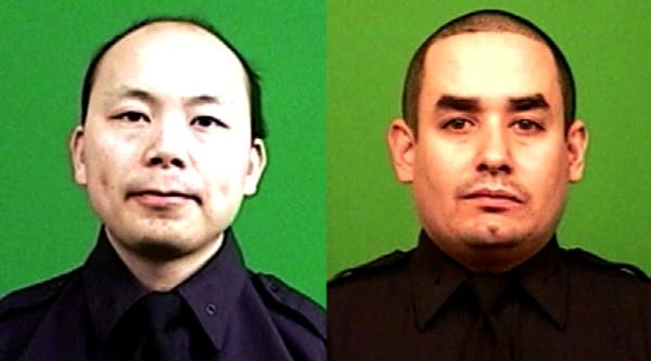 Les deux policiers tués samedi à Brooklyn. 
