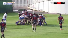 Rugby: le Stade Niçois marqu0e le premier essai du match contre Aubenas dès la 8e minute