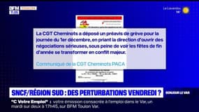 Région Sud: la CGT Cheminots dépose un préavis de grève pour vendredi