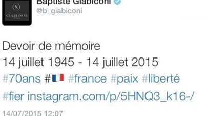 Tweet de Baptiste Giabiconi