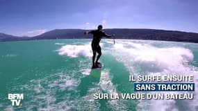 Ils réalisent une première mondiale en surf... sur le lac d'Annecy