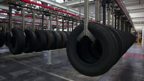 Des pneus dans une usine Michelin (illustration)