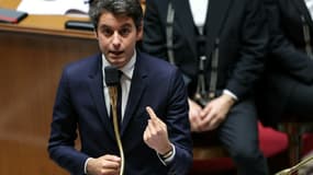 Le ministre de l'Education Gabriel Attal lors des questions au gouvernement, le 24 octobre 2023 à l'Assemblée nationale à Paris