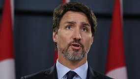 Justin Trudeau lors d'une conférence de presse, le 17 janvier 2020