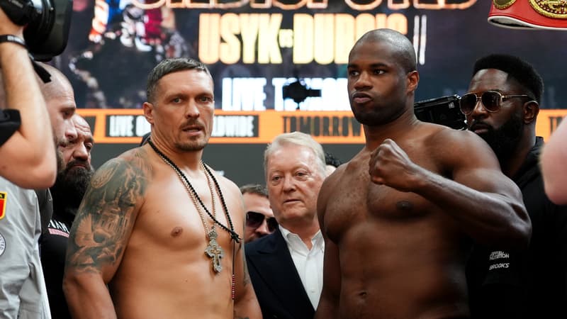 Oleksandr Usyk et Daniel Dubois avant leur deuxième combat, le 18 juillet 2025