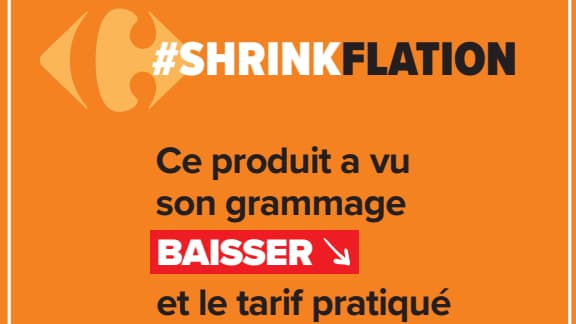L'étiquette apposée par Carrefour sur les produits concernés par la "shrinkflation". 