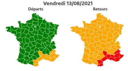 Ce vendredi est classé orange dans le sens des retours et rouge autour de la Méditerranée. Ce vendredi est classé orange dans le sens des retours et rouge autour de la Méditerranée.