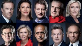 Les candidats à l'élection présidentielle de 2022, sans Emmanuel Macron ni Nathalie Arthaud. 