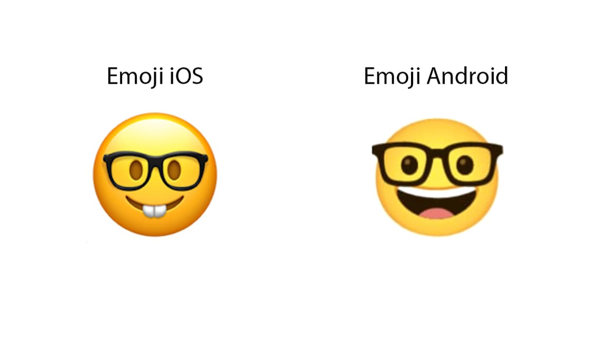 Les émojis lunette d'Apple (à gauche) et Google (à droite)