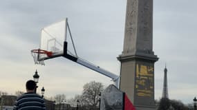 Le terrain de basket installé pour l'opération "Concorde Park" le mercredi 27 décembre