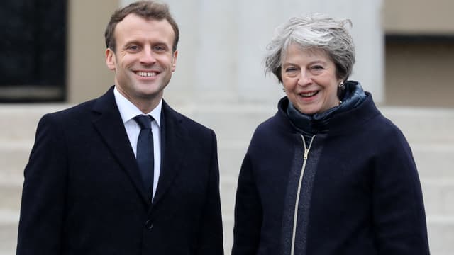 Emmanuel Macron et Theresa May, le 18 janvier 2018, à Sandhurst, près de Londres.