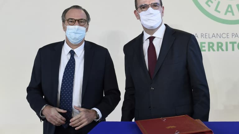 Renaud Muselier et Jean Castex réunis le 5 janvier 2021 pour la signature à Toulon du contrat Etat-région