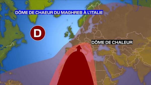 Dôme de chaleur actuel présent du Maghreb à l'Italie Dôme de chaleur actuel présent du Maghreb à l'Italie