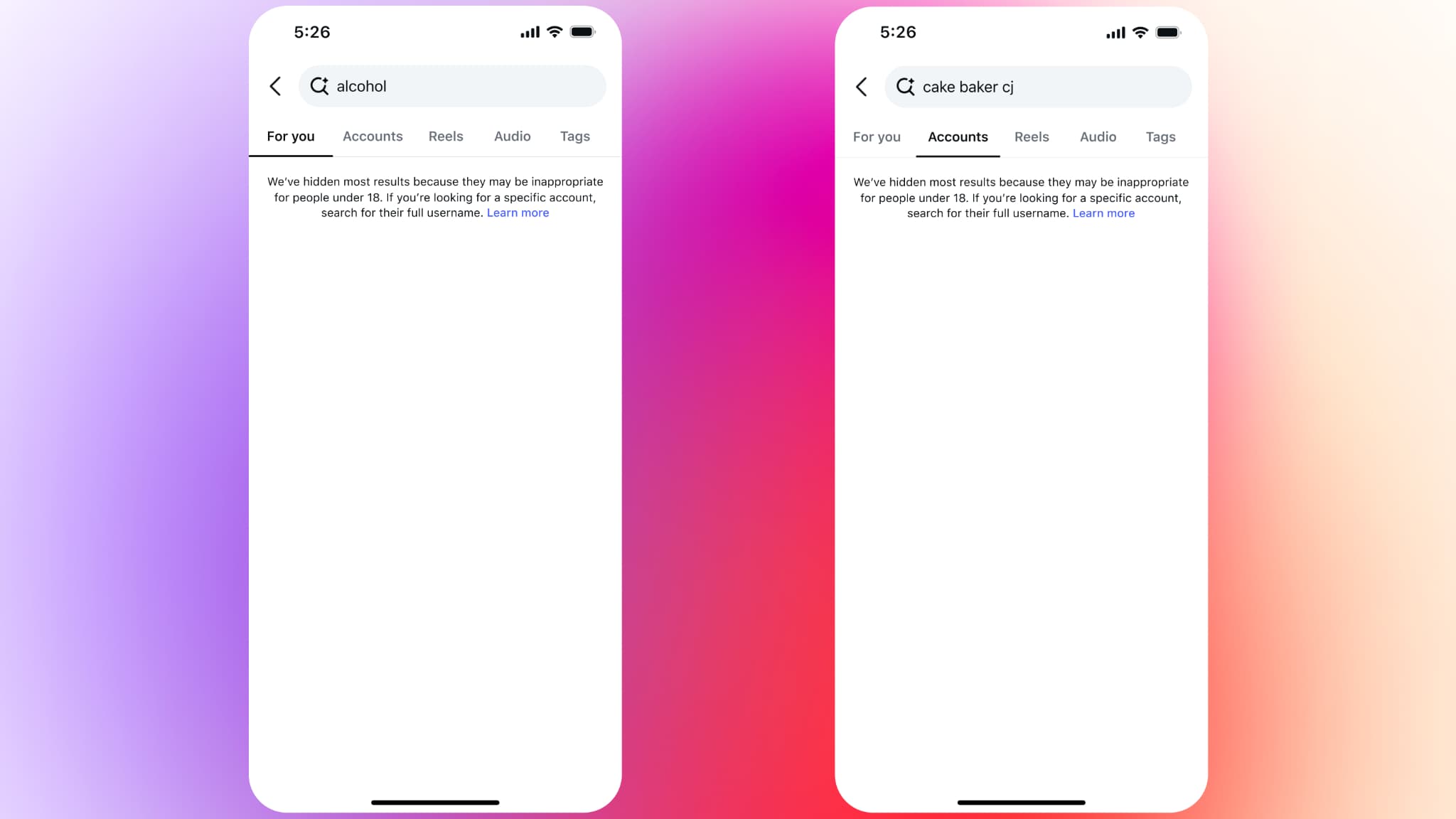 Avec ce nouveau paramètre, Instagram va bloquer des résultats de recherche liés à des sujets sensibles comme "alcool". Avec ce nouveau paramètre, Instagram va bloquer des résultats de recherche liés à des sujets sensibles comme "alcool".