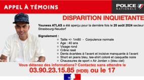 Youness Atlas, a disparu depuis ce mardi 20 août dans le secteur Strasbourg-Neudorf.