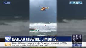 Bateau chaviré aux Sables-d'Olonne: des pompiers et des plongeurs encore en intervention