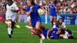 Pauline Bourdon Sansus face au Brésil à la Coupe du monde, le 31 août 2025. 