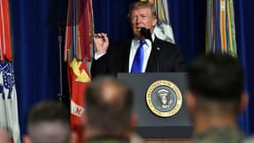 Donald Trump lors de son discours face aux soldats américains à la base militaire de Fort Myer en Virginie le 21 août 2017