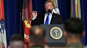 Donald Trump lors de son discours face aux soldats américains à la base militaire de Fort Myer en Virginie le 21 août 2017