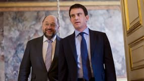 Martin Schulz et Manuel Valls le 4 avril 2014 à Matignon.