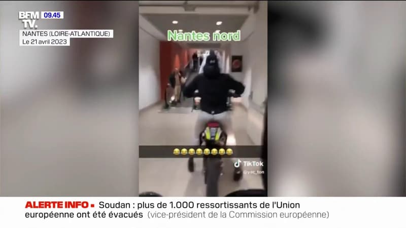Trois individus se lancent dans un rodéo urbain dans un centre commercial près de Nantes