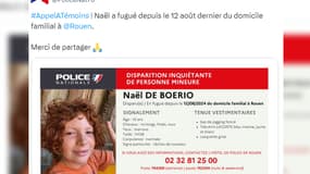 La police nationale de Seine-Maritime lance un appel à témoins après la disparition inquiétante de Naël, 13 ans. 
