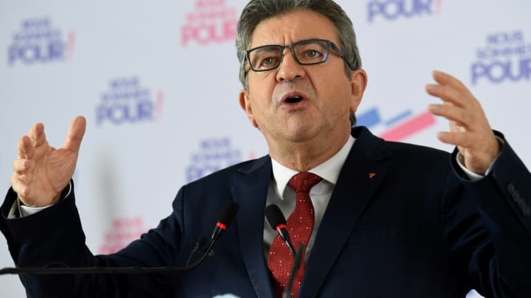 Jean-Luc Mélenchon lors d'une conférence de presse de voeux, le 14 janvier 2021 à Paris