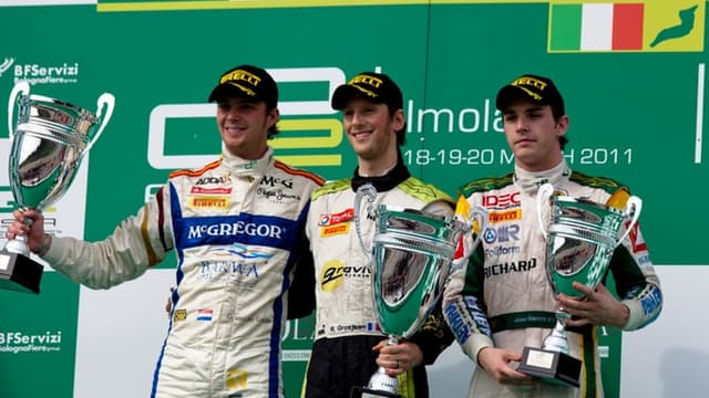 Romain Grosjean (c) et Jules Bianchi (d), ici à Imola en mars 2011, brillent en GP2  pour décrocher un siège en F1