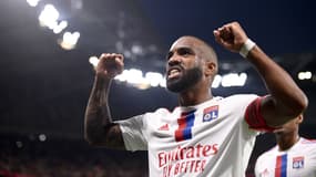 Alexandre Lacazette après son but avec l'OL, le 5 août 2022