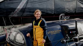 Clarisse Crémer sur son bateau L'Occitane en Provence, engagé sur le Vendée Globe 2024