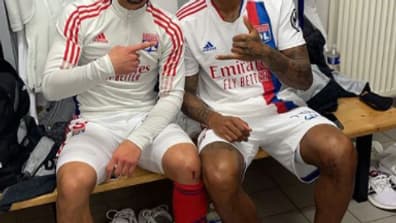 Houssem Aouar et Jeff Reine-Adelaïde après Lorient-OL.