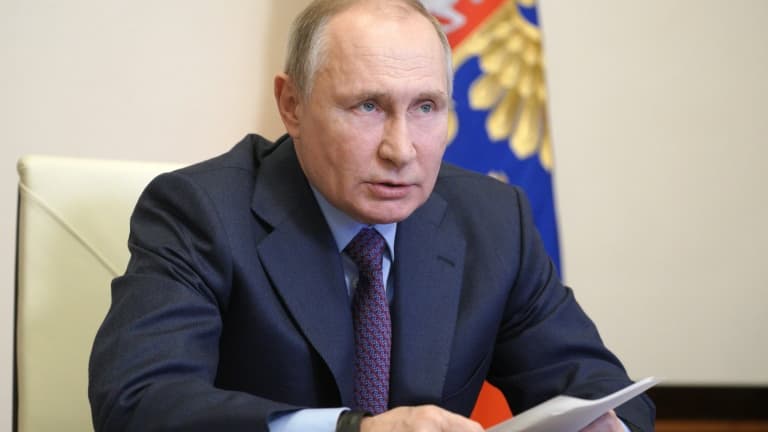 Le président russe Vladimir Poutine, le 22 mars 2021 à Moscou. (Photo d'illustration)