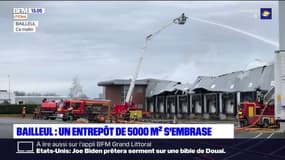 Bailleul: un entrepôt de 5000 m2 de l'entreprise Caillot ravagé par un incendie