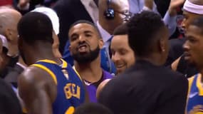 Drake face à Draymond Green et Stephen Curry, le 30 mai 2019